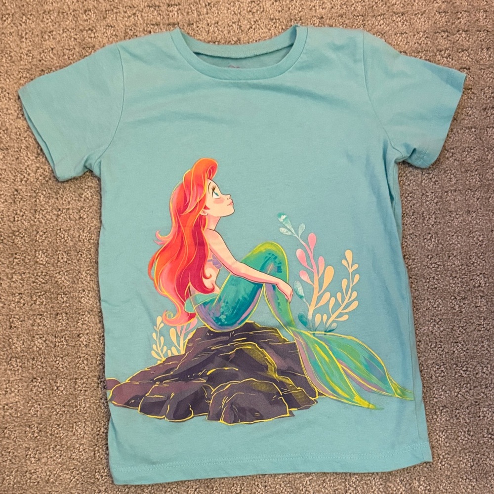 Disney Aqua Tee with Ariel Mermaid Graphic